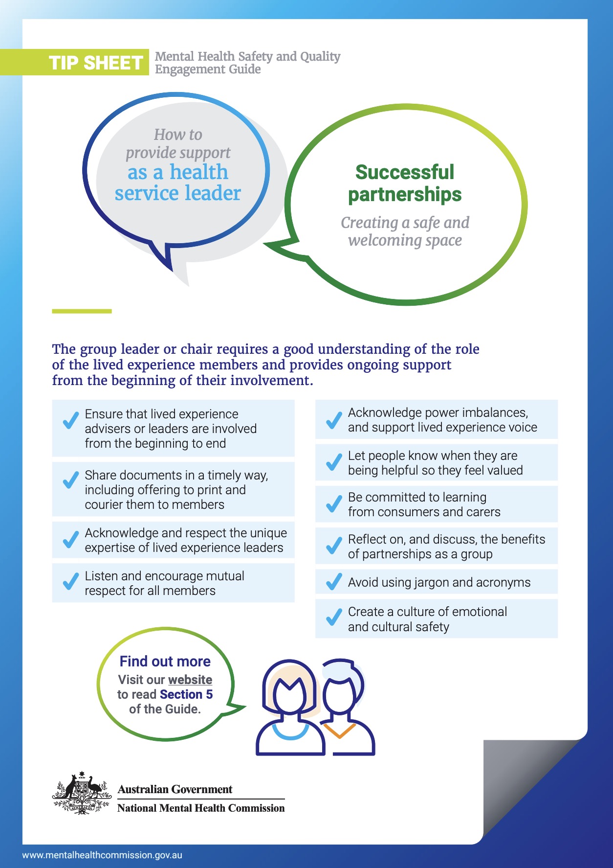 Tip Sheet, Mental Health Safety and Quality Engagement Guide, Successful partnerships