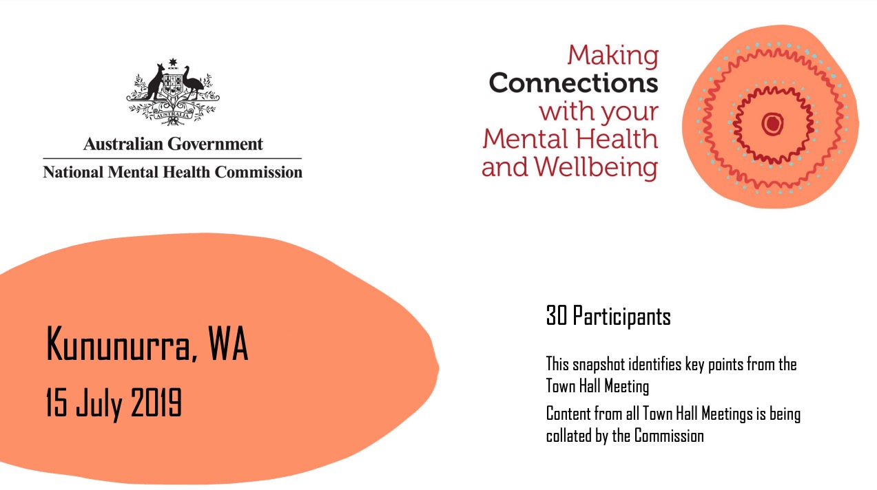 Making Connections with your Mental Health and Wellbeing, Kununurra, WA