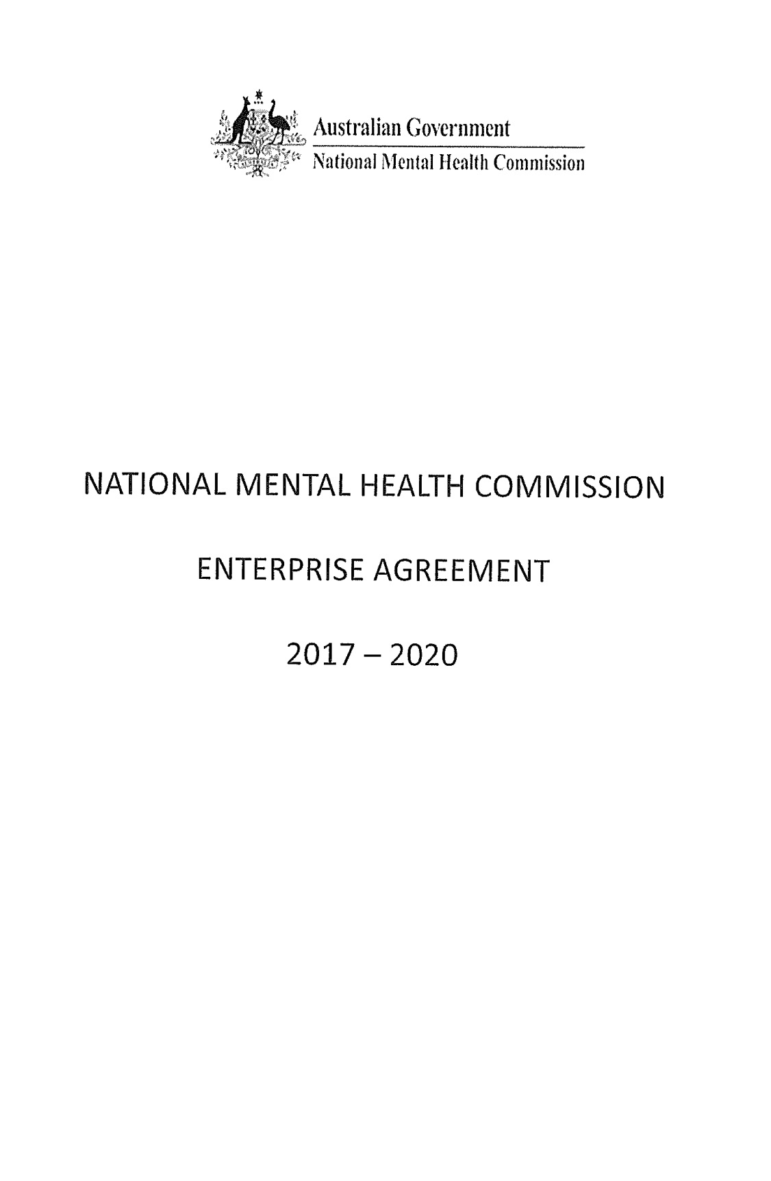 NATIONAL MENTAL HEALTH COMMISSION ENTERPRISE AGREEMENT