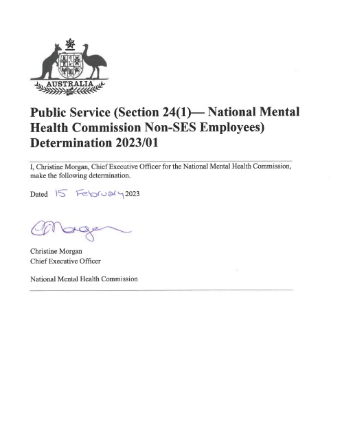 Public Service (Section 24(1)- National Mental Health Commission Non-SES Employees) Determination 2023/01