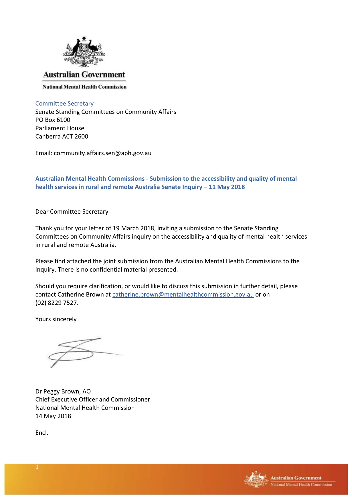 Australian Mental Health Commissions - Submission to the accessibility and quality of mental health services in rural and remote Australia Senate Inquiry 