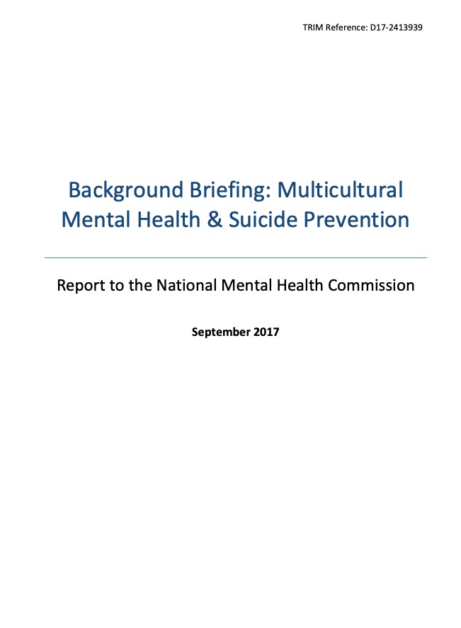 Background Briefing: Multicultural Mental Health & Suicide Prevention