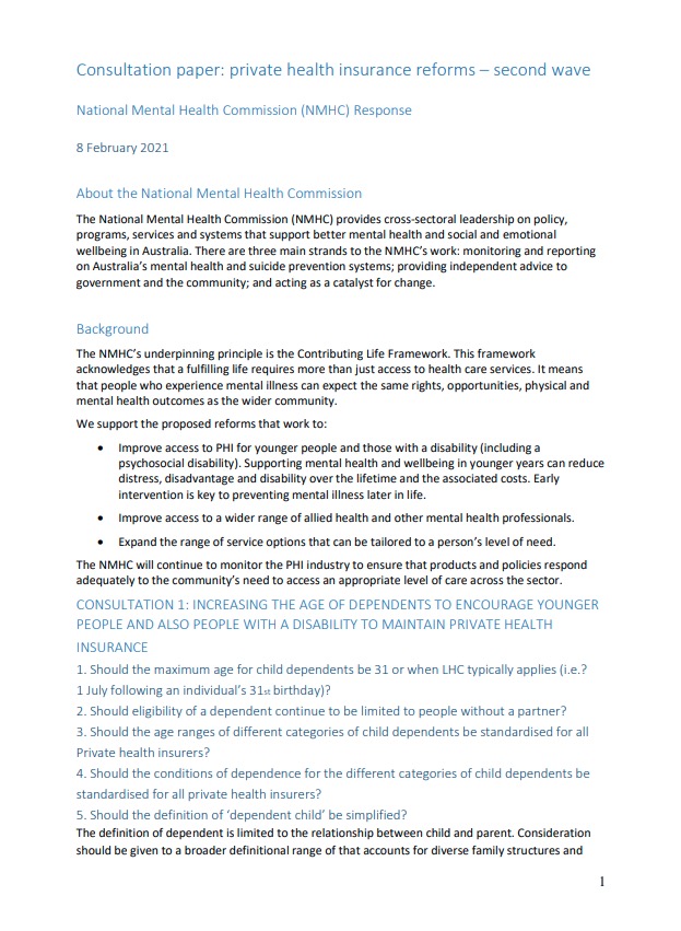 Consultation paper: private health insurance reforms - second wave