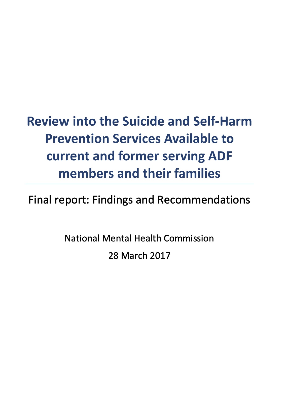 Final report: Findings and Recommendations