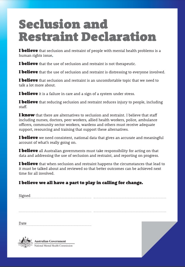 Seclusion and Restraint Declaration