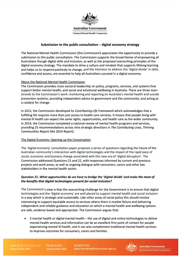 Submission to the public consultation - digital economy strategy