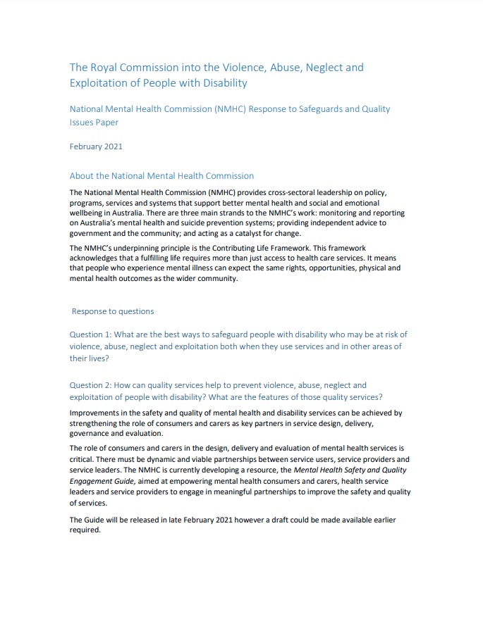 The Royal Commission into the Violence, Abuse, Neglect and Exploitation of People with Disability