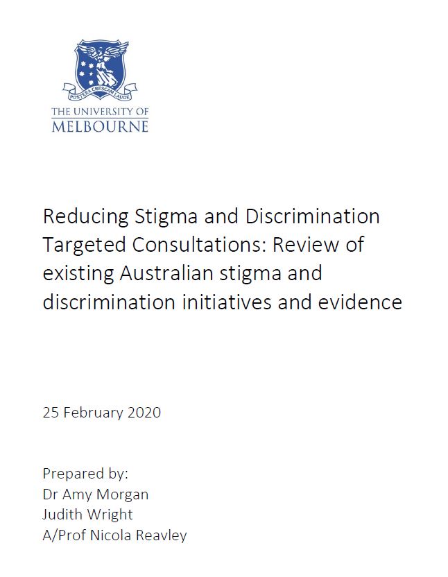 First page with title of report and University of Melbourne coat of arms