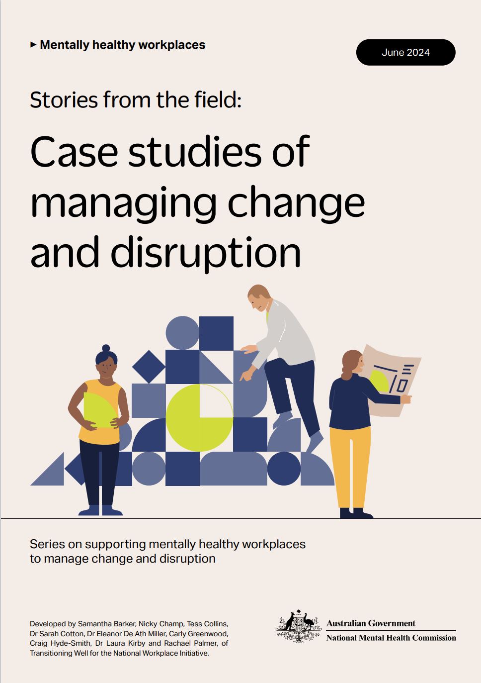Cover of guide with illustration of people working and text title 
