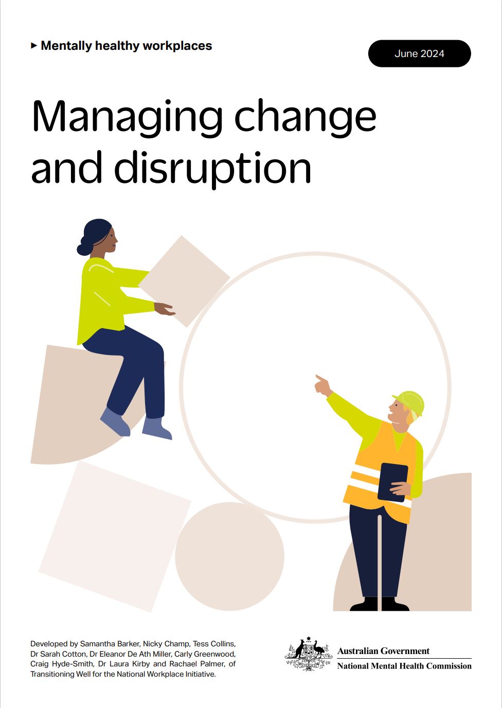 Cover page of guide with title text and illustration of people working