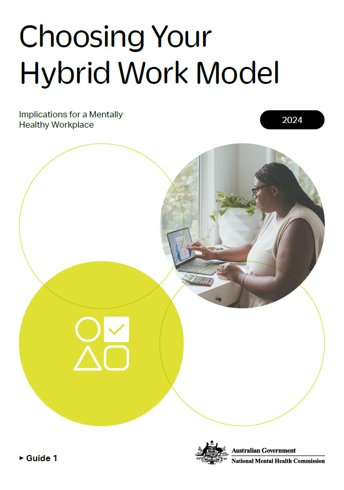 Choosing Your Hybrid Work Model front cover with image of woman working on laptop