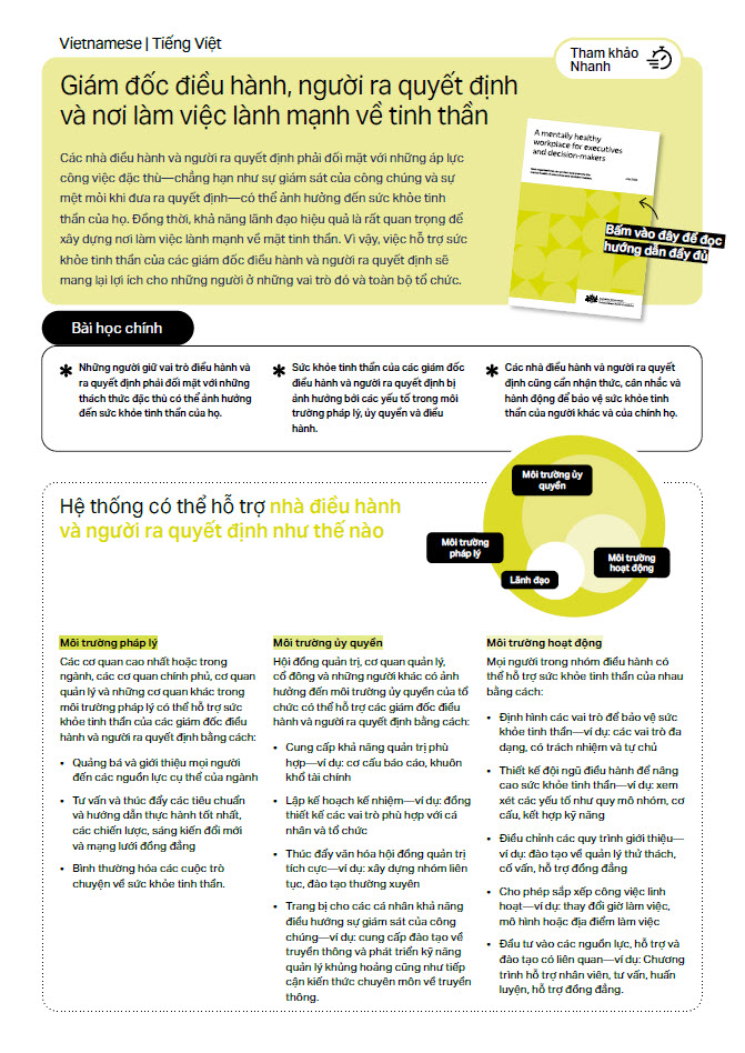 First page of quick reference guide