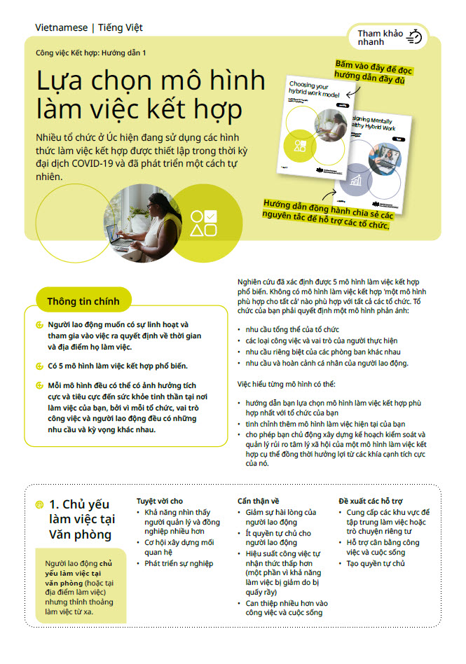 First page of quick reference guide