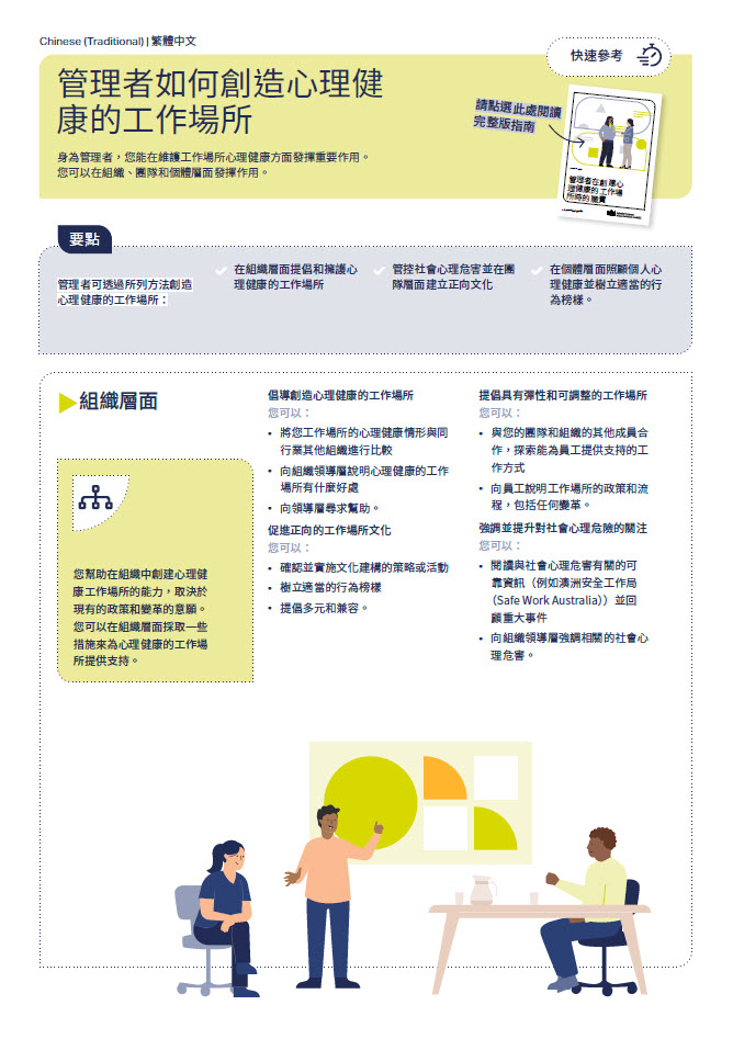 First page of quick reference guide