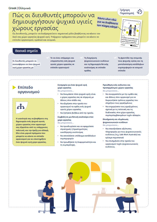First page of quick reference guide