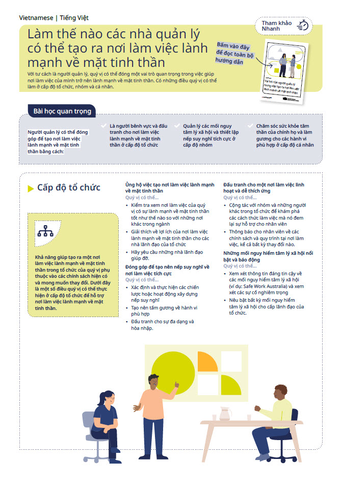 First page of quick reference guide