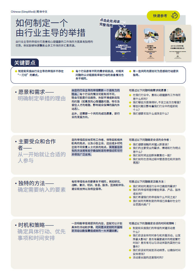 First page of quick reference guide