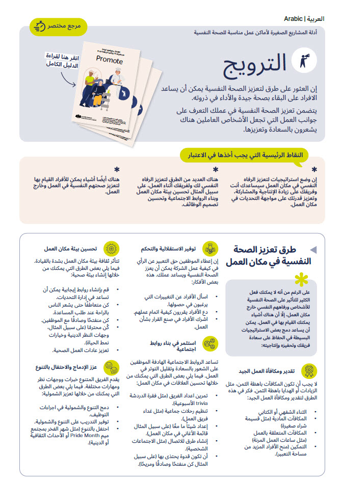 First page of quick reference guide