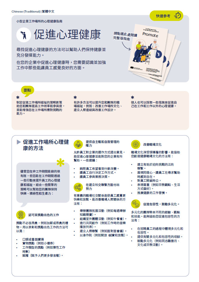 First page of quick reference guide