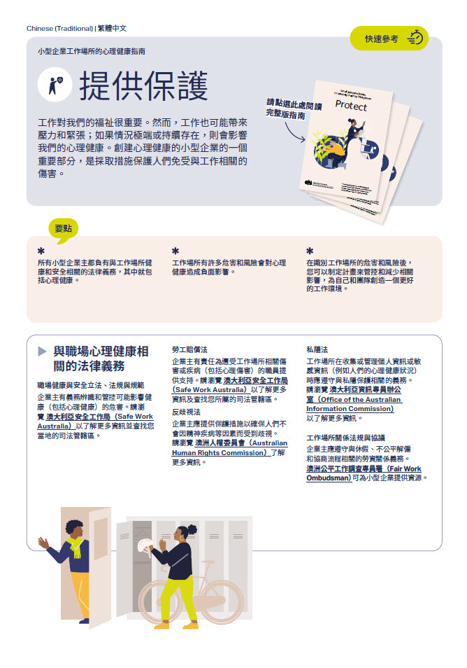 First page of quick reference guide