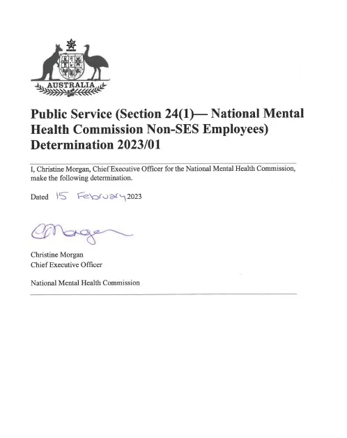 Public Service (Section 24(1)- National Mental Health Commission Non-SES Employees) Determination 2023/01
