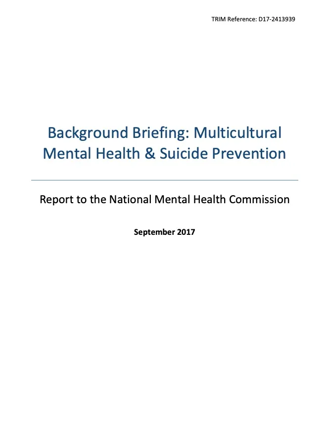 Background Briefing: Multicultural Mental Health & Suicide Prevention