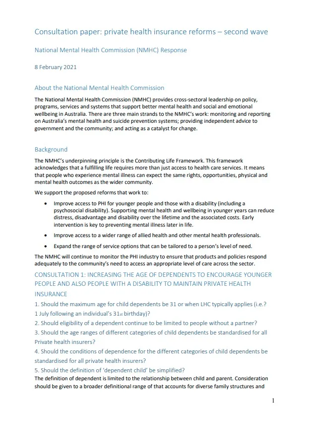 Consultation paper: private health insurance reforms - second wave