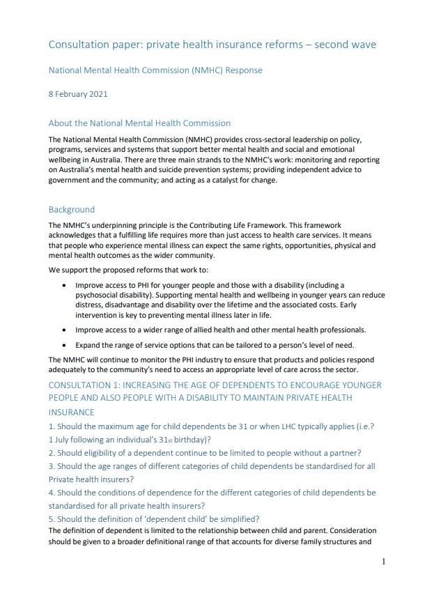 Consultation paper: private health insurance reforms - second wave