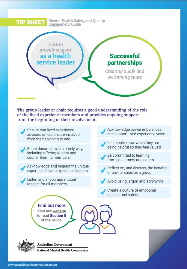 Successful partnerships Creating a safe and welcoming space