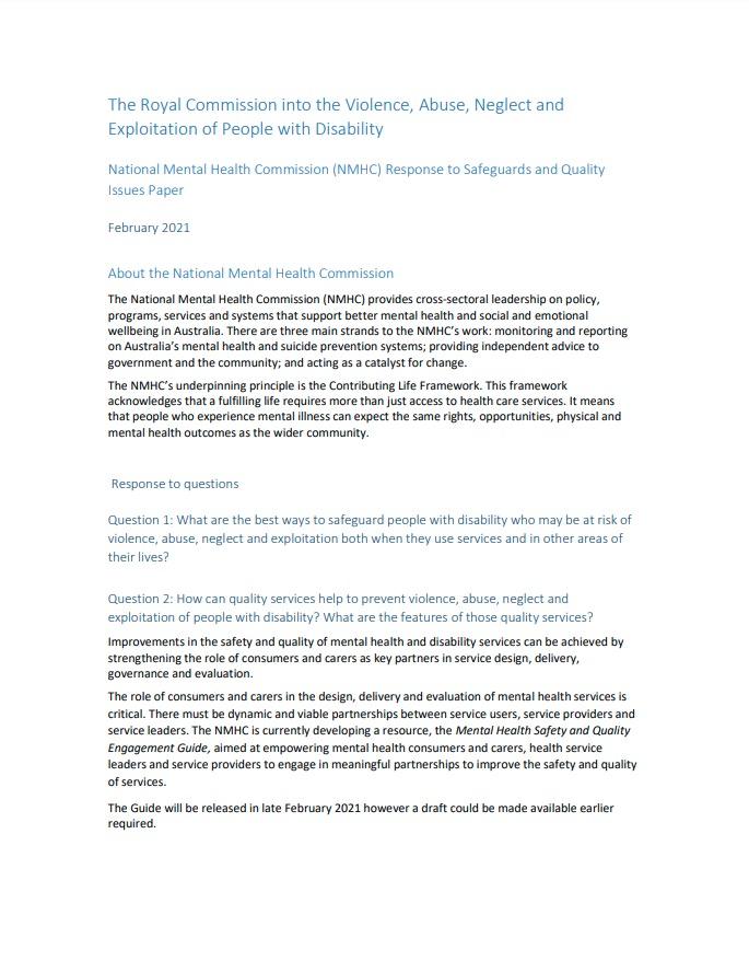 The Royal Commission into the Violence, Abuse, Neglect and Exploitation of People with Disability