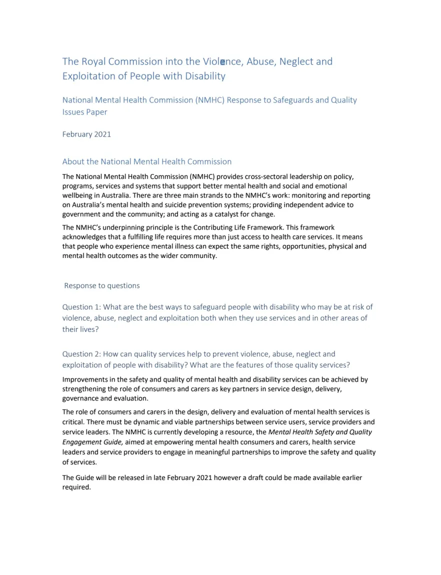 The Royal Commission into the Violence, Abuse, Neglect and Exploitation of People with Disability