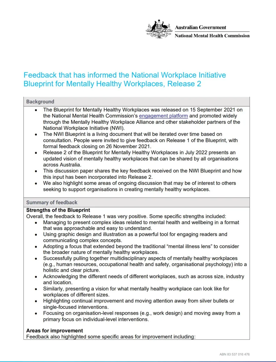 First page of feedback