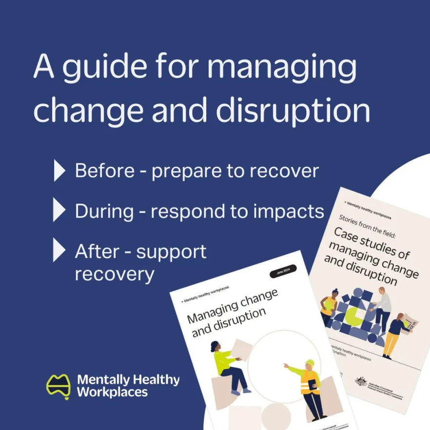Managing Disruption and change guide - social media tile - a guide for managing change and disruption