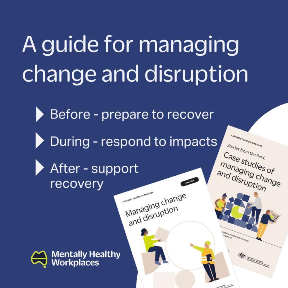 Managing Disruption and change guide - social media tile - a guide for managing change and disruption