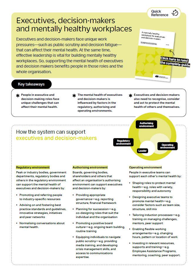 First page of quick reference guide
