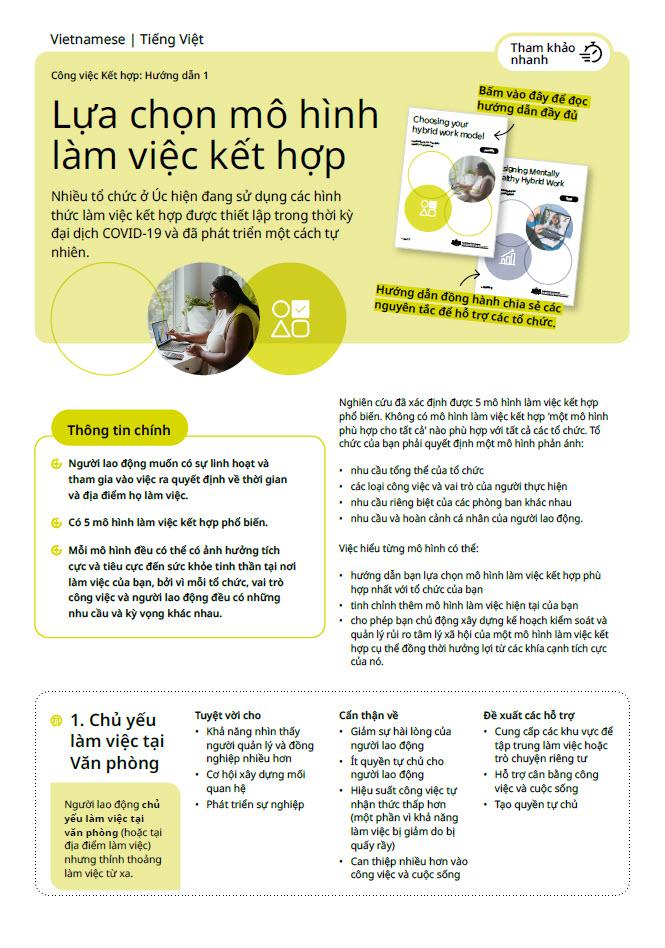 First page of quick reference guide