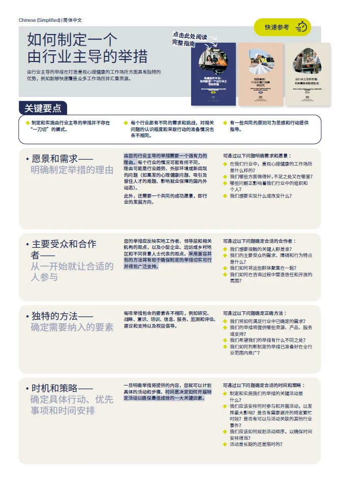 First page of quick reference guide
