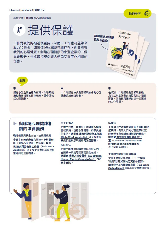 First page of quick reference guide