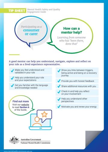Tip Sheet, Mental Health Safety and Quality Engagement Guide, How can a mentor help