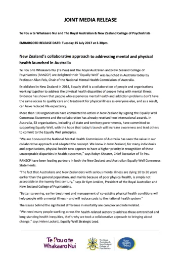 JOINT MEDIA RELEASE 
