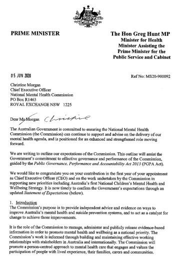 National Mental Health Commission Statement of Expectations