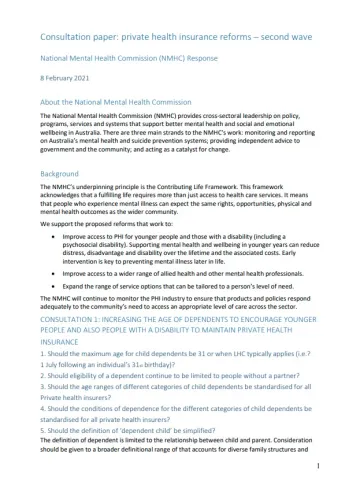 Consultation paper: private health insurance reforms - second wave
