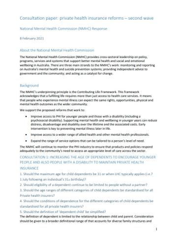 Consultation paper: private health insurance reforms - second wave