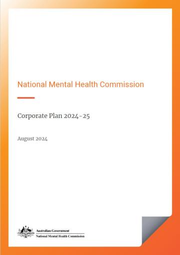 Cover page of the Mental Health Commission's Corporate Plan 2024-25 with an orange border