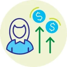 icon of woman and increase in financial stress