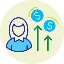 icon of woman and increase in financial stress