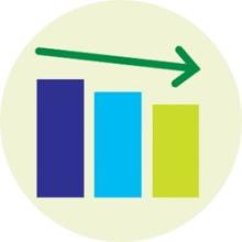 Column graph showing decrease